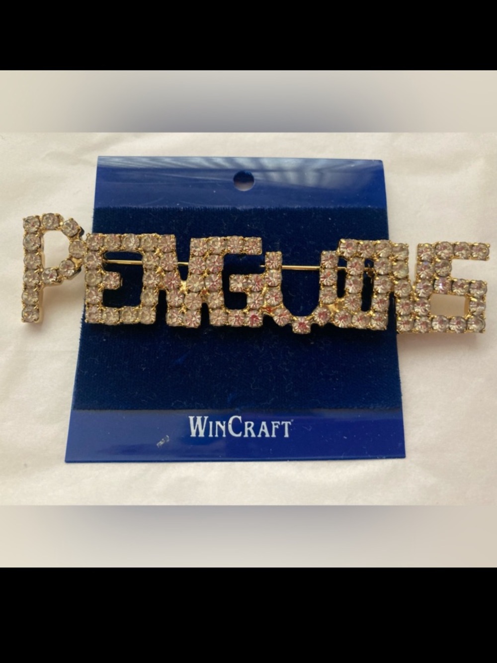 NWT Pittsburgh Penguins Hockey rhinestone gold tone brooch